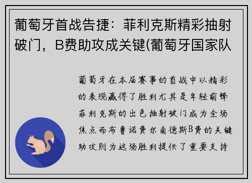 葡萄牙首战告捷：菲利克斯精彩抽射破门，B费助攻成关键(葡萄牙国家队菲利克斯欧洲杯)